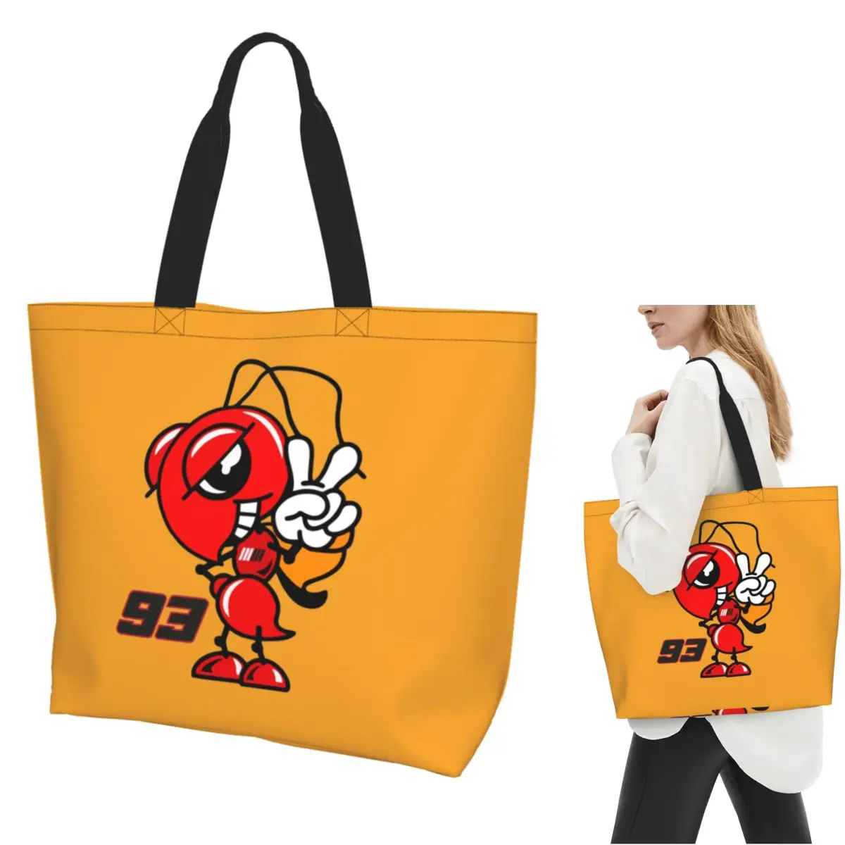 Motorcycle Marc Marqueze 93 Shopping Tote Bag Canvas Large Capacity Shoulder Bags Shopper Grocery Handbag for Women