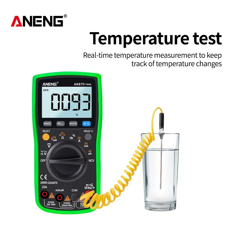 ANENG AN870  Digital Multimeter 19999 Counts profissional transistor electrical tester 600v multi volt esrmeter lead set