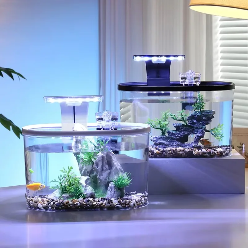 

Bedroom Desktop Small Acrylic Aquarium Mini Aquarium Betta Home Decoration Goldfish