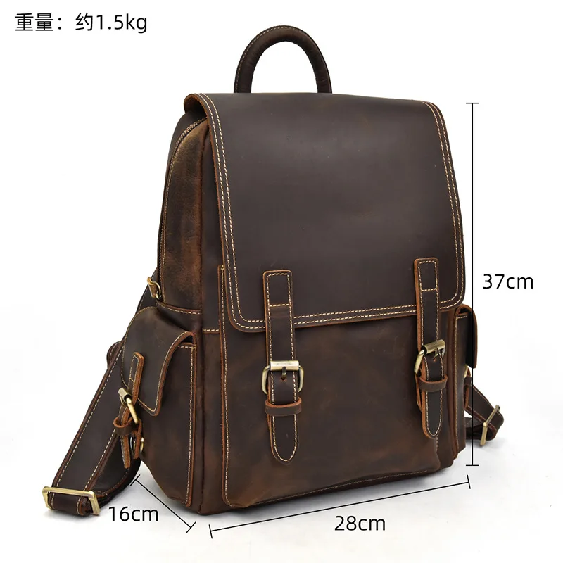 Genuine Leather Backpack for Men Vintage,Hiking Travel Bag Anti Theft Camping Daypack Men Business Trip Bag