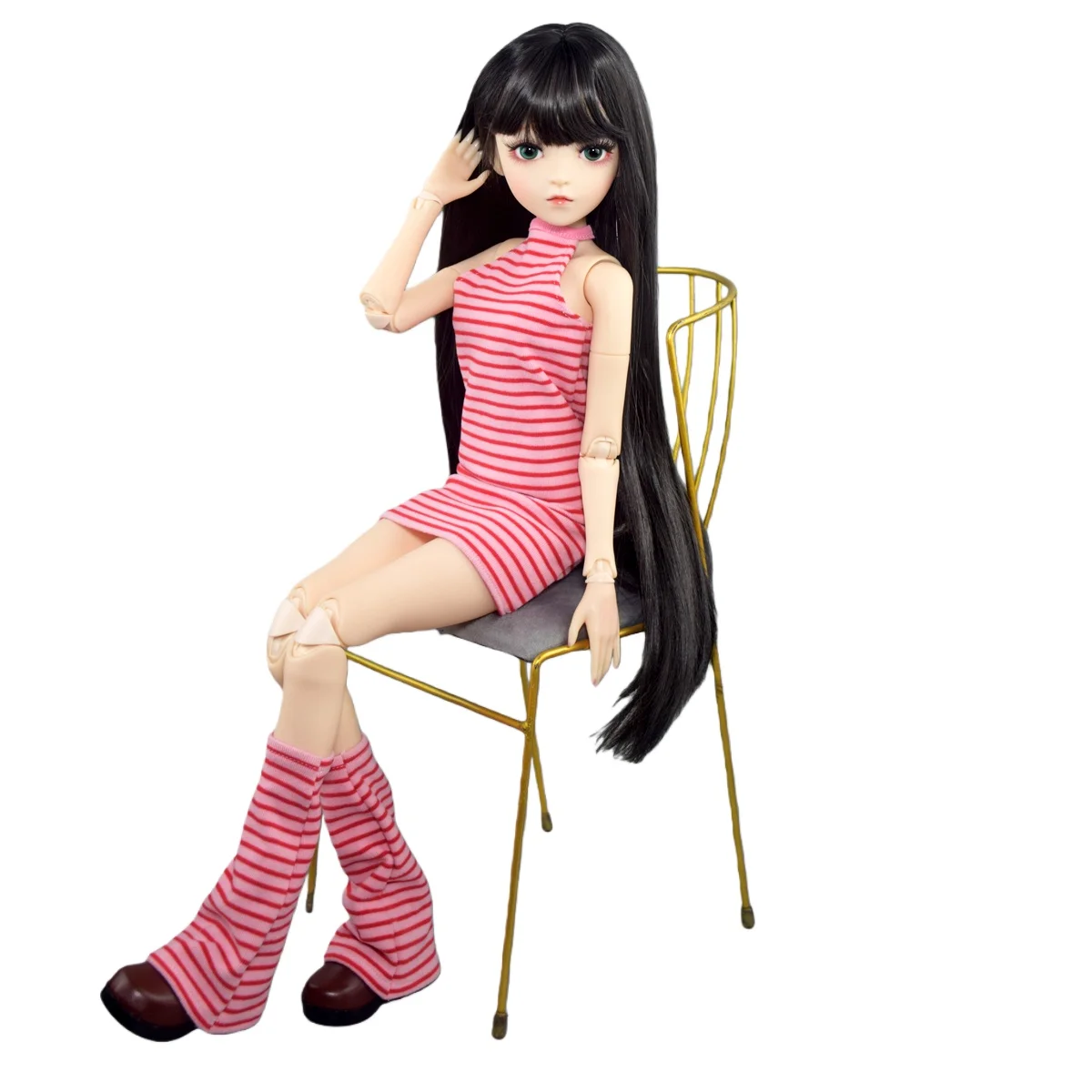 

YUTOTUE 60cm Height Girl Doll Green Eyes Black Wigs Pretty Dress Set 1/3 BJD Doll Toy