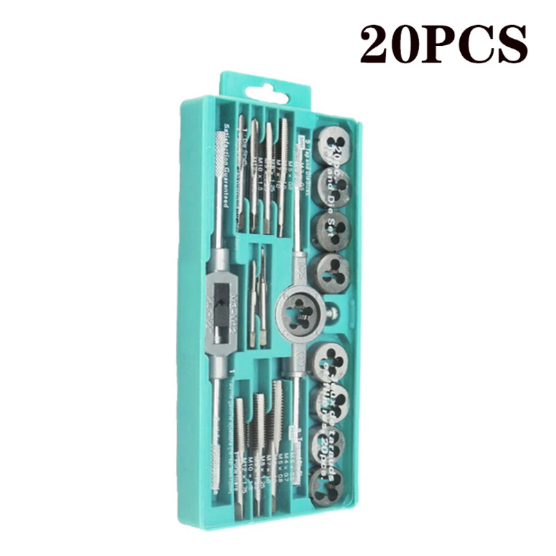 

8/12/20Pcs Metric Hand Tap and Die Set M3-M12 Screw Thread Plugs Straight Taper Reamer Tools