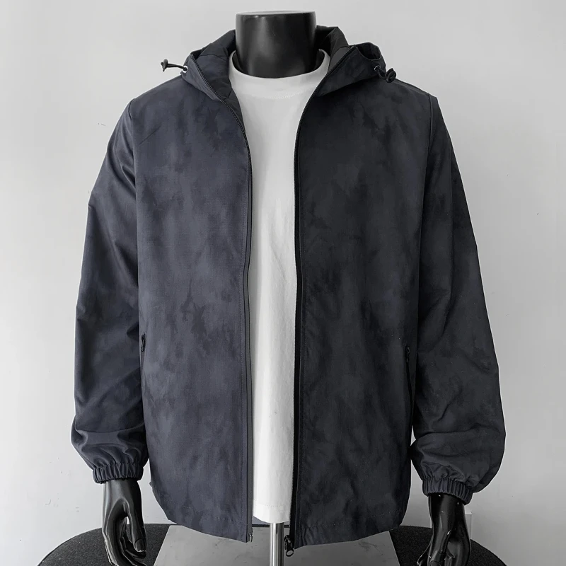 

New Men Ink Painting Print Hooded Windbreaker Coats Loose Soft Comfortable Autumn Streetwear Fashion Casual Daily Commute Jacket