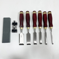 Woodworking Chisel  6 Pcs Professional Flat Chisel Set Mahogany Handle Wooden Chisels DIY Alloy Steel Manual Carving Tools