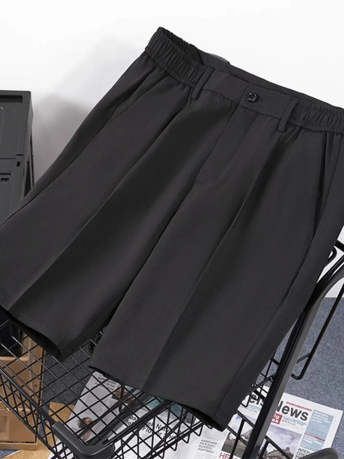 

Summer New Men's Casual Straight Leg Short Pants Five-Point Unpressed Fashionable Pure Color Large Size Suit Pants