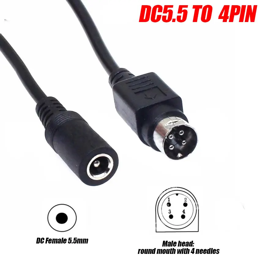 Female 5.5*2.5mm to male 3-Pin / 4-Pin Cable Lead For SATO TG-5011-19V-ES Just a 4-Pin cable For TV LCD VCR power supply