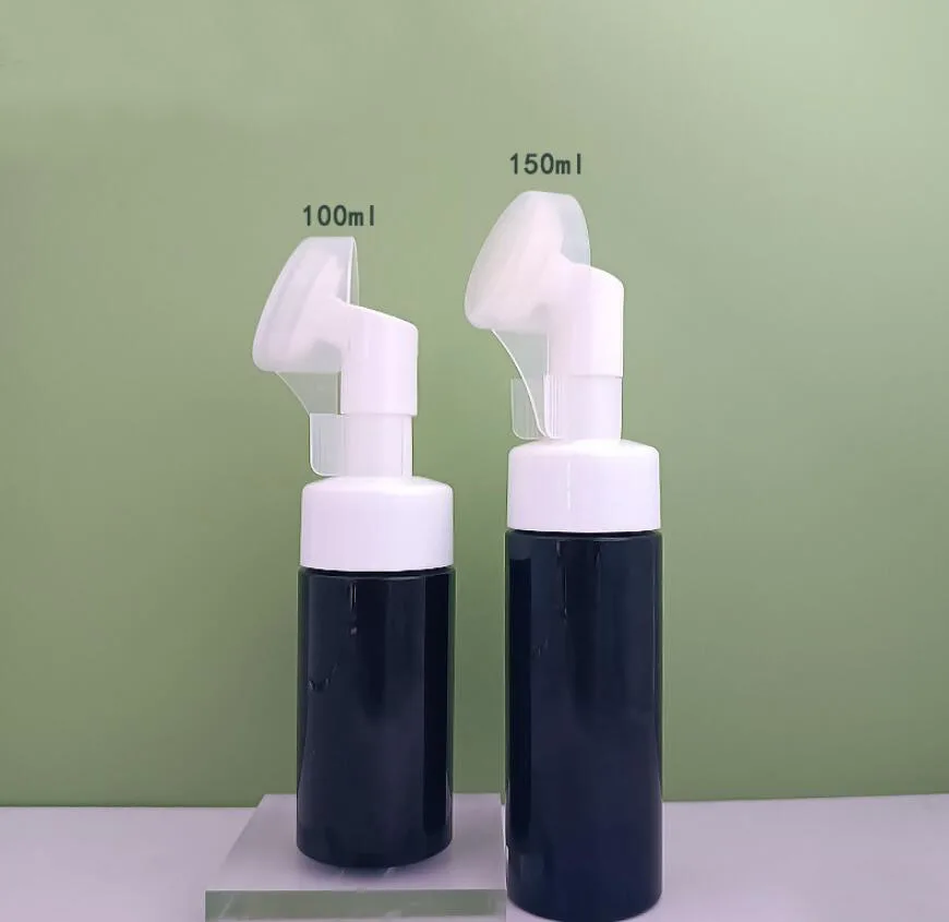 100ML120ML150ML200ML250ML black plastic PET BOTTLE facial cleaning gel hand washing essence lotion emulsion brush foaming