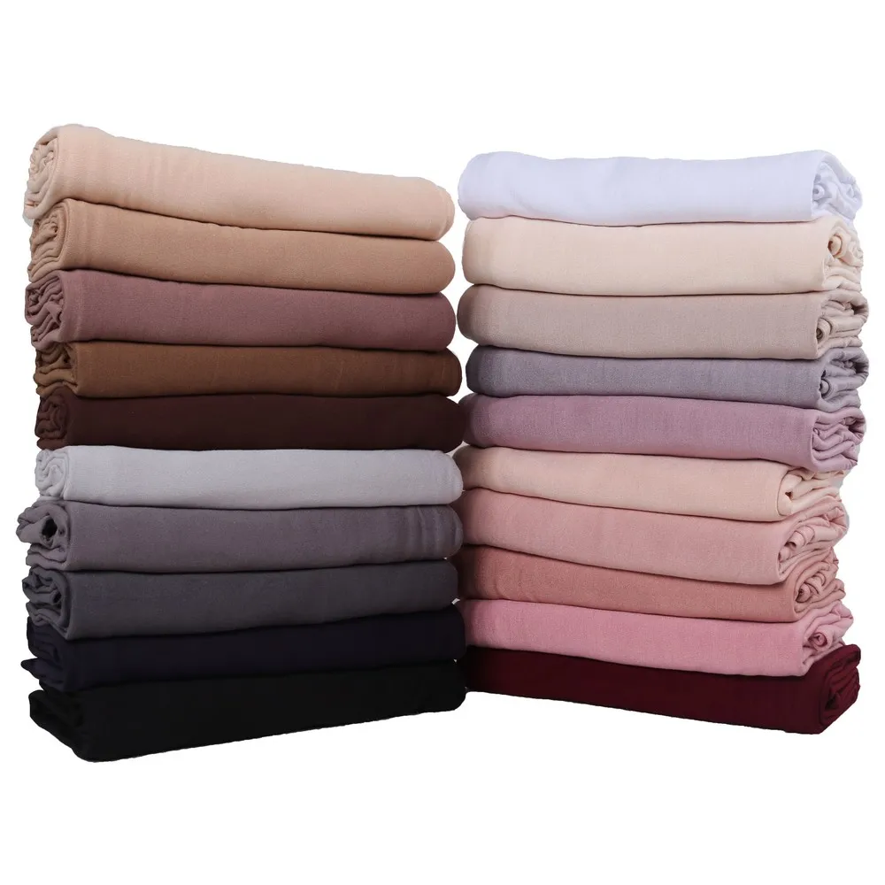 wholesale 170X60cm Netherlands Plain Cotton Jersey Hijab Scarf Shawl Solid Color With Good Stitch Stretchy Soft For Women Scarf