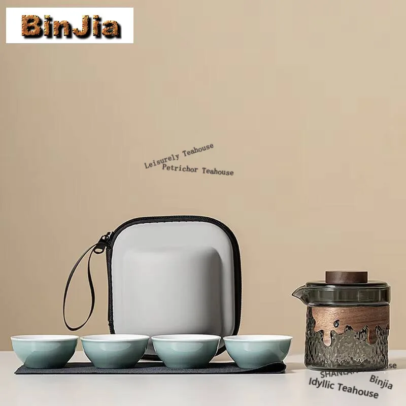 

Travel Tea Set Kit 1 Teapot 4 Cups Portable Outdoor Camping And Cup With Bag Teaware Sets Household Making Tool Tea Ceremony