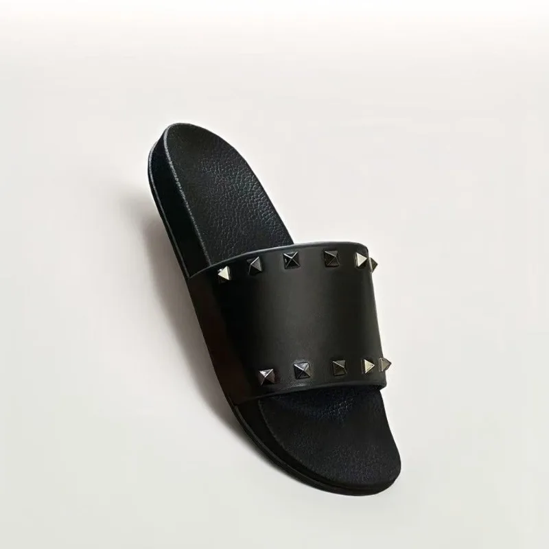 2025 جديد الرجال والنساء نفس النعال الجنس الأسود برشام مسطحة القاع في الهواء الطلق نعال شاطئ 36-47 زوجين النعال باردة #5