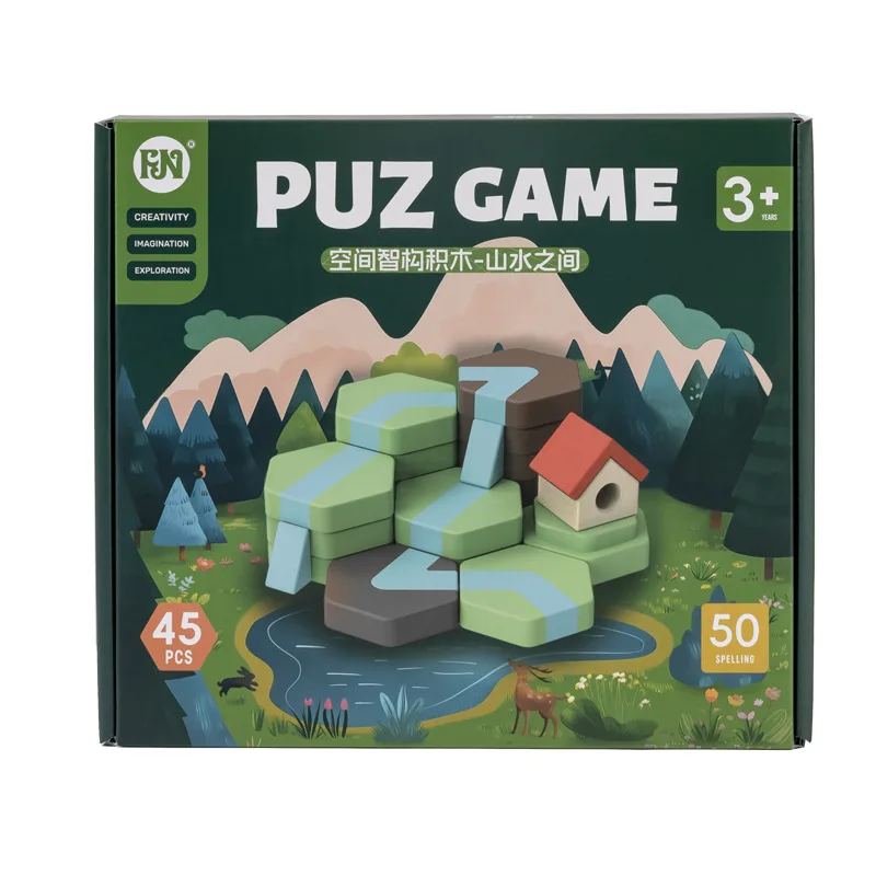 Houten Multi-Vorm STEM Blokken Grote Graan Set Gratis Bouw 3D Puzzel Stapelstenen Milieuvriendelijke Montessori Ruimtelijk Speelgoed Cadeau