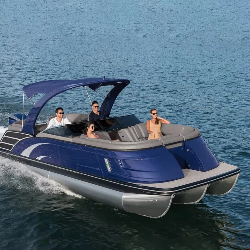 Customized Entertainment Party Barge Pontoon Boat Aluminium Fishing Boat With Outboard Engine Lake Usage-for Sale