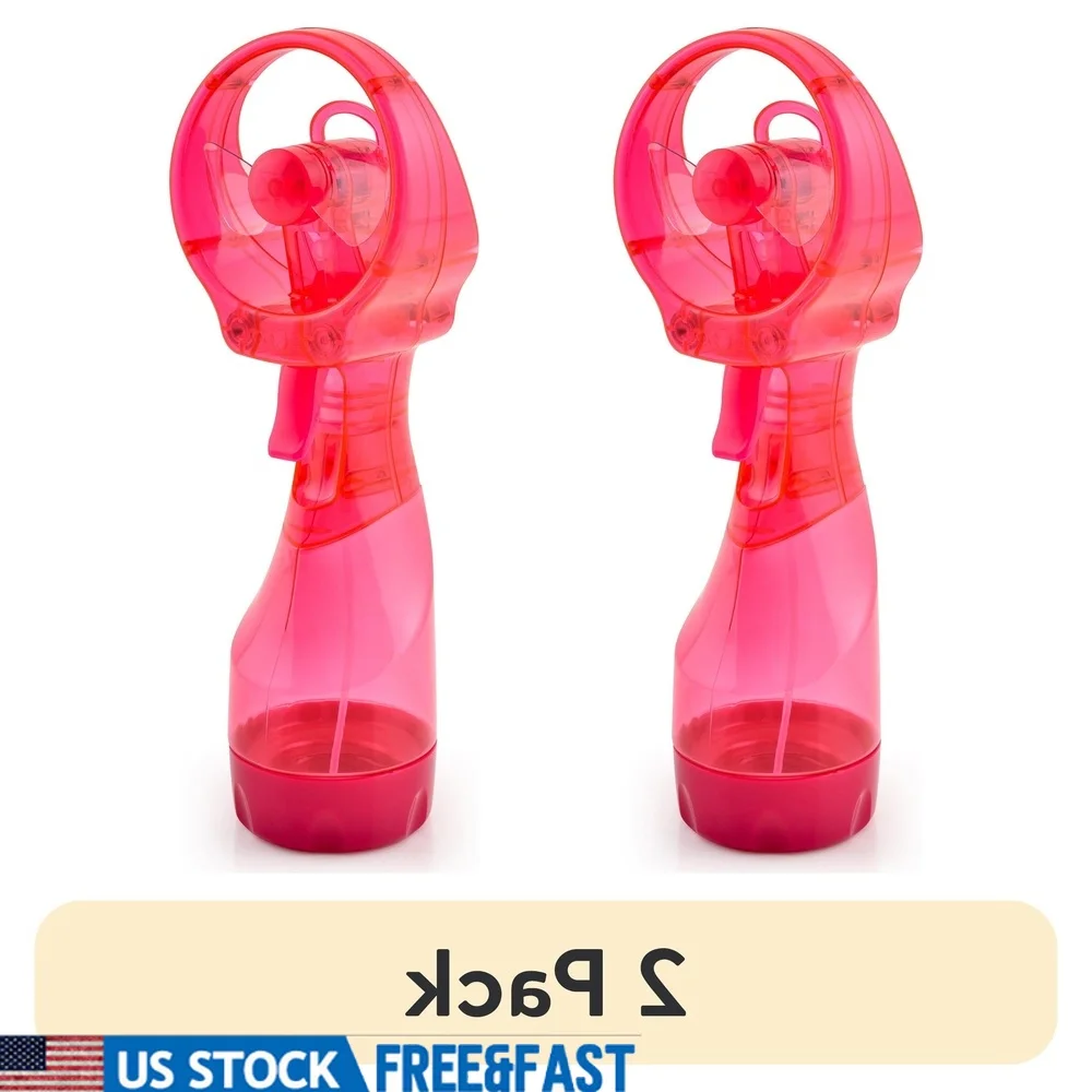 

Ручной вентилятор для распыления воды, 2 шт., портативный охлаждающий вентилятор с батарейным питанием, легкий тихий персональный распылитель тумана, идеальное лето