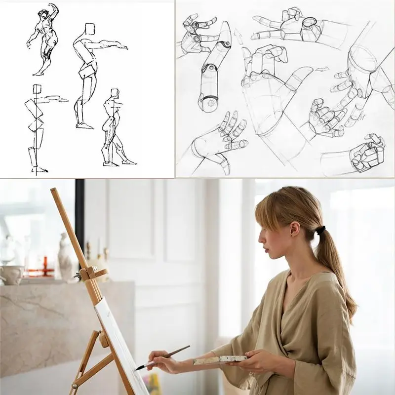 J1UL1N Artists Wooden Drawing Figure Mannequin Human People Figure Manikin Supplies Stop Motion Figure Kit Drawing Tools