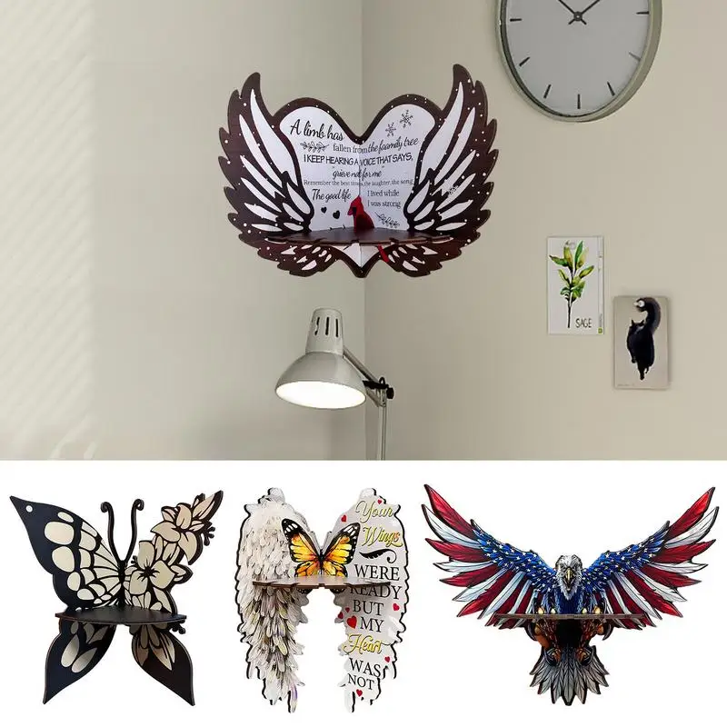 Corner Wall Shelf Unique Butterfly Angel Eagle Wings Design Crystal Display Shelf Wall Mounted Shelves Bathroom Accessories