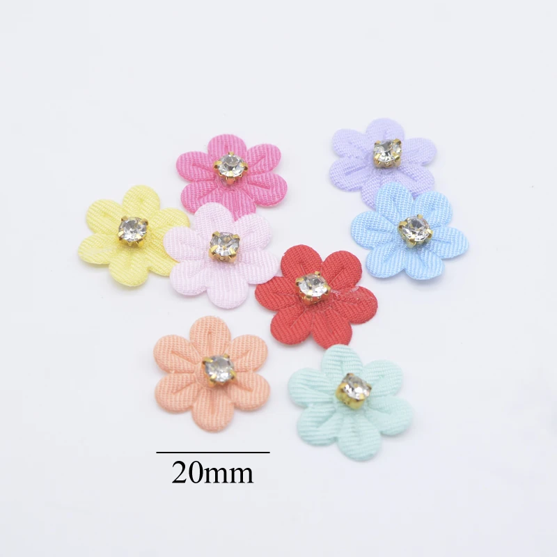 50Pcs 20mm Bling Rhinestone Flower Applique Patches for Clothes Hat Crafts Sewing Supplies DIY Nakrycia głowy Spinki do włosów Bow Decor