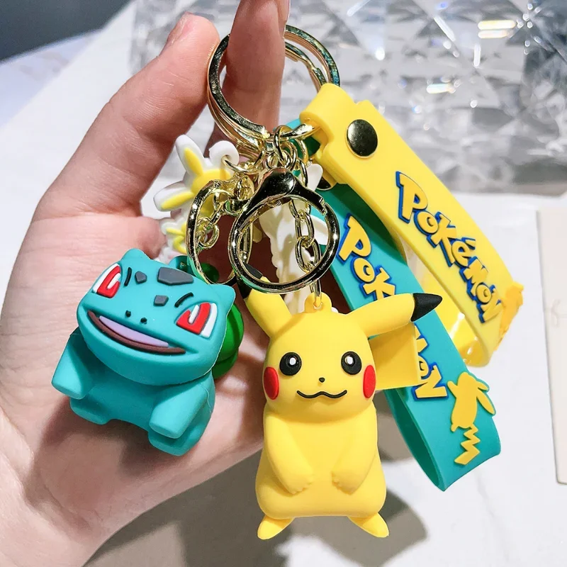 Pokemon Keychain Pendant Pikachu Charmander Snorlax Squirtle PVC Anime Action Figure Fashion Bag Key Ring Birthday Gifts Toys