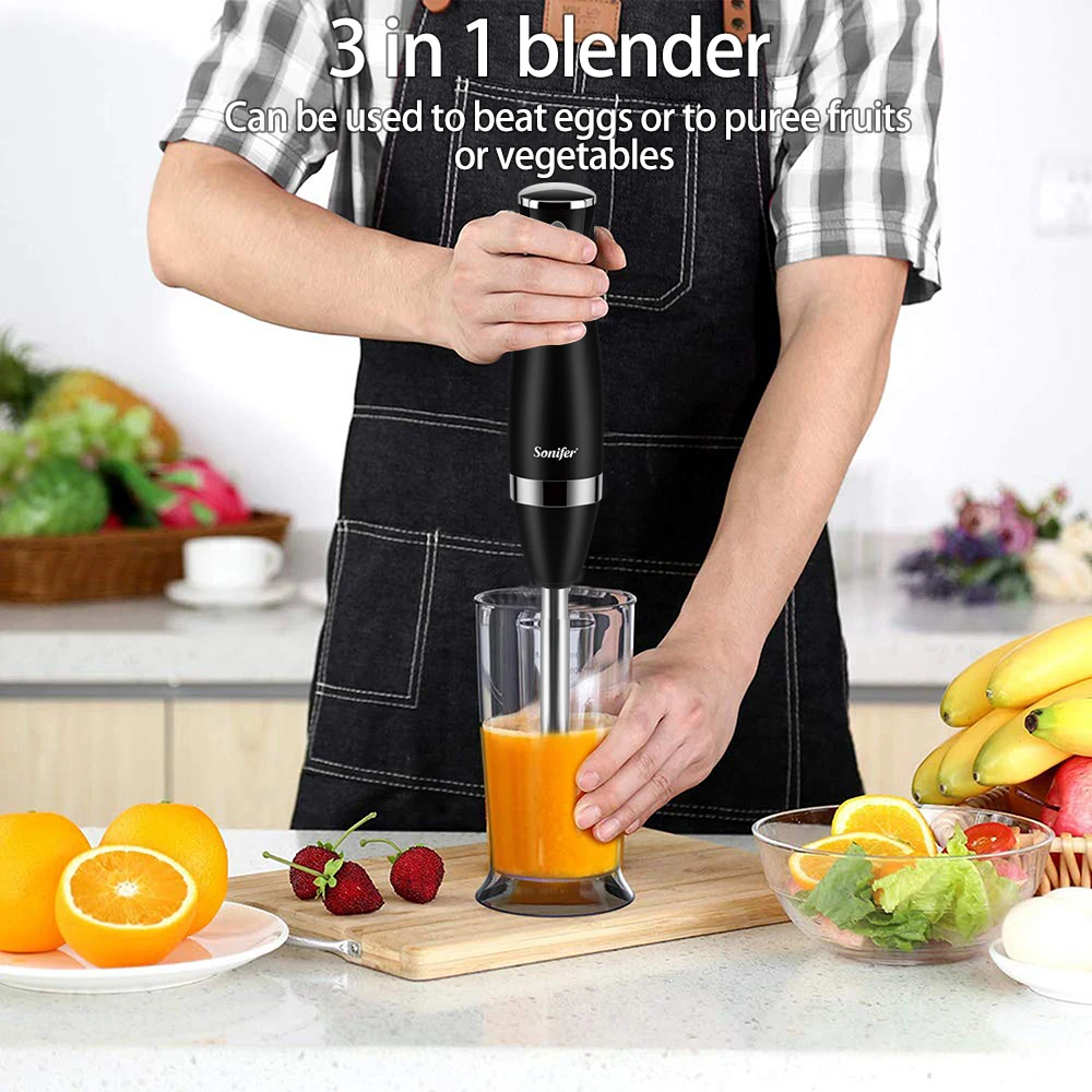 Sonifer 3 in 1 Immersion Blender Electric Hand Blender 500 W with Detachable Base chopper whisk For juices jams mincemeat