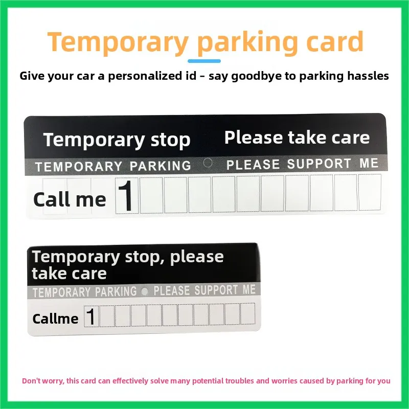 Temporary Parking Notice Card, Car Window Parking Contact Number Sign, Vehicle Parking Reminder Sticker with Phone Number Slot