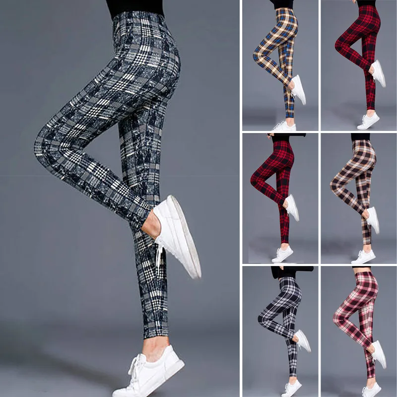 Damen Leggings Hosen Fitness Warme Hosen Mode Sport Retro Workout Hose Yoga Enge Elastische Hohe Taille