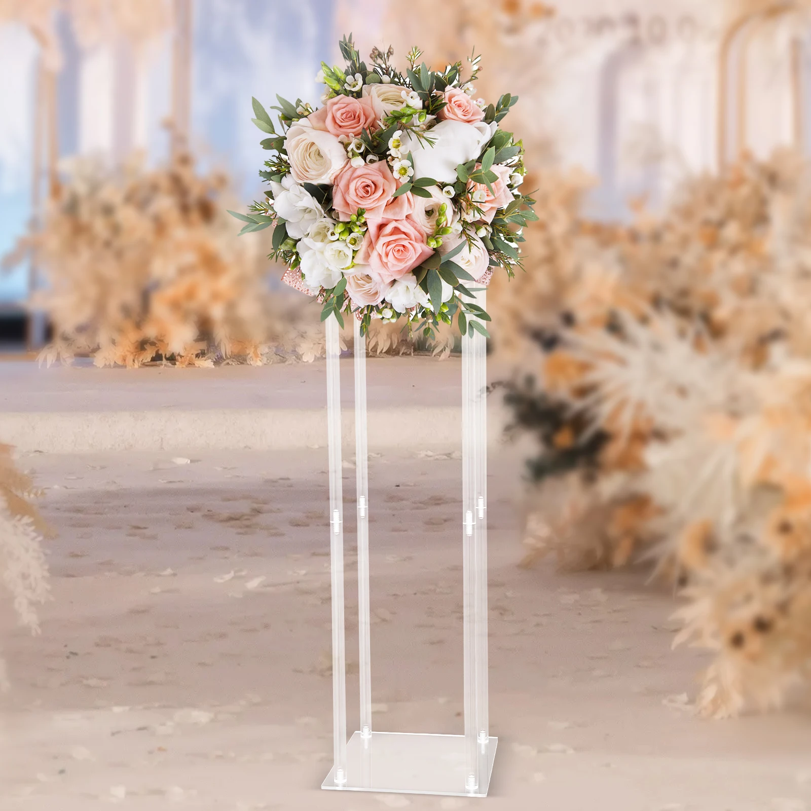 

Wedding Decoration Modern Tall Vase Elegant Crystal Acrylic Flower Stand Tabletop Display Rack