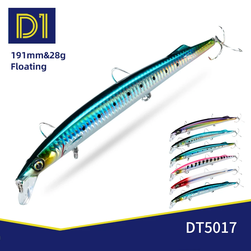 D1 SLIM KUDA Floating Minnow Wobbler 191mm 28,5g Weitwurf-Hartköder für Süß- und Salzwasser, Barsch, Forelle, Zander, Hecht