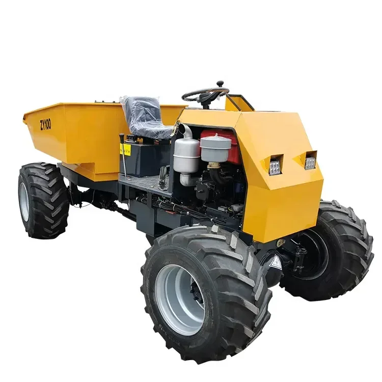 Mini 1 Ton Hydraulic Transmission Dumper 4X4 Wheel Drive Construction Sites Farm Garden Diesel Engine 5 Ton Rated 3 Ton Bucket