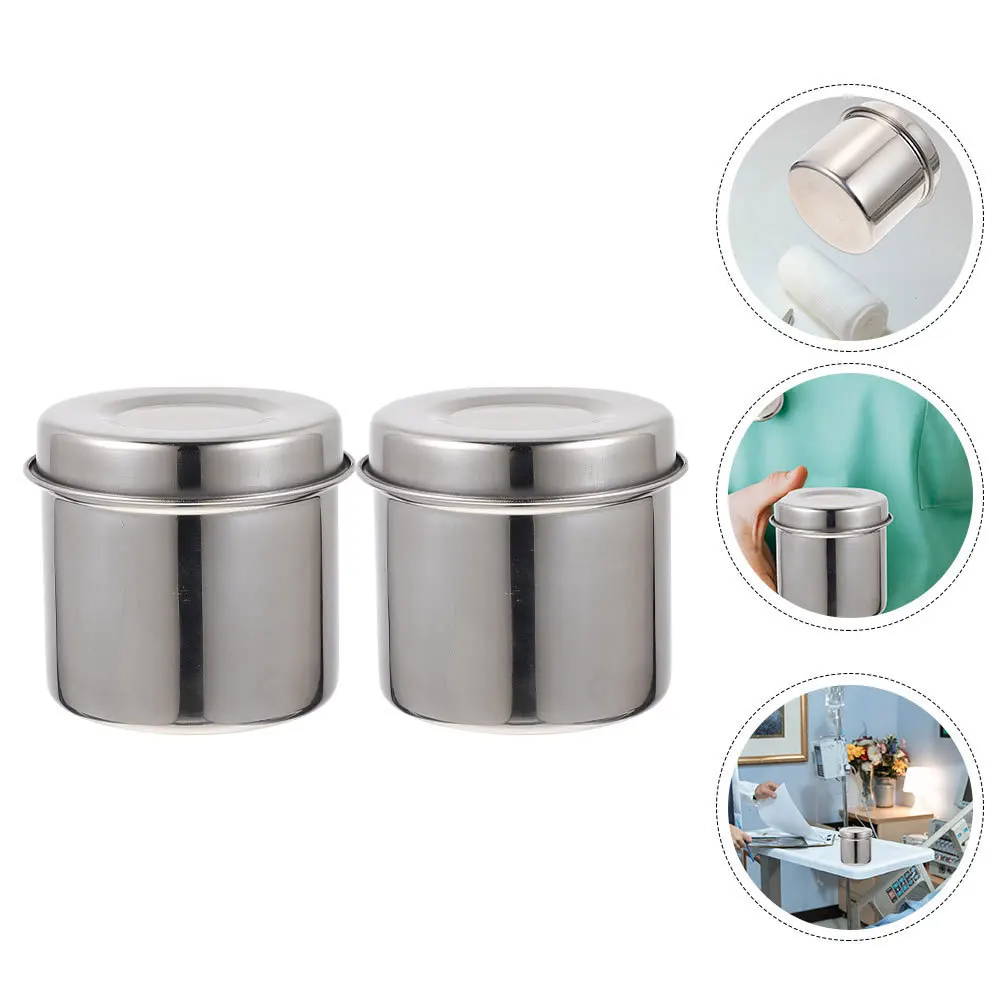 

2Pcs Stainless Steel Ointment Jars High Corrosion Resistant Medical Gauze Container Iodine Resistant Seal Storage Box