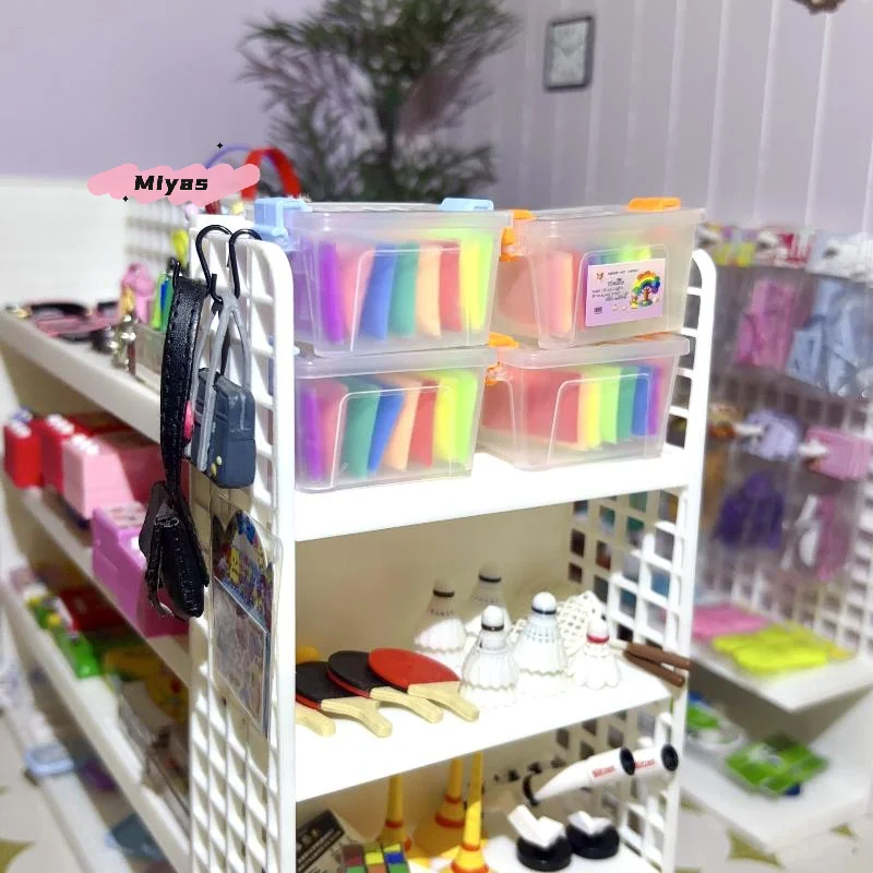 مجموعة بيت الدمى الصغيرة مكونة من 8 ألوان من الطين الخفيف للغاية صندوق نموذج محمول دعائم زخرفية ملحقات مشهد مصغر للديكور المنزلي