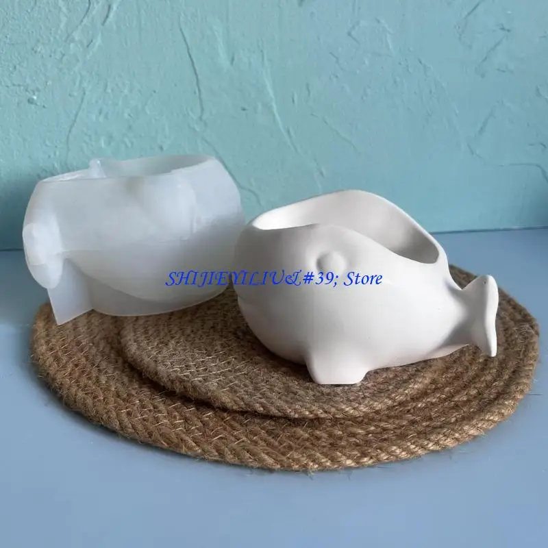 e21f قالب السيليكون متعدد الأغراض لصنع حوت الشمعة جرة الديكور المصنوعة يدويا