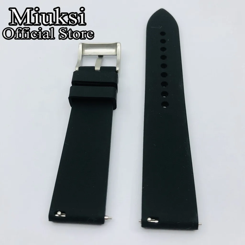 Miuksi 20mm black blue green gray rubber strap with stainless steel pin buckle