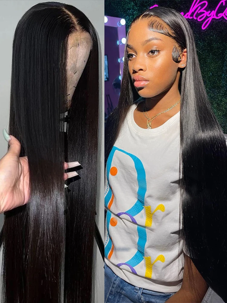 300%高密度 40インチ 46インチ ボーンストレート 13x4 13x6 レースフロント 人毛ウィッグ HD透明ブラジリアンレースフロントウィッグ 人毛