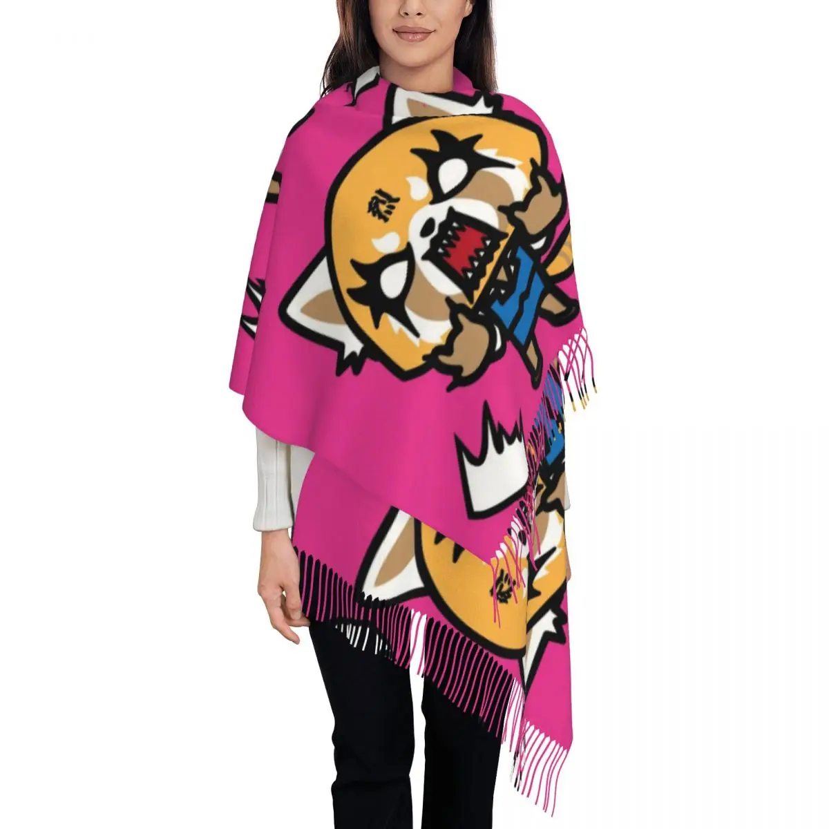 

Custom Print Japan Cartoon Aggretsuko Anime Scarf Women Men Winter Warm Scarves Shawls Wraps