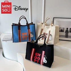 MINISO Disney Series Cartoon Snoopy Canvas Bag Large Capacity Cute Tote Bag Women's Shoulder Bag Fashion Handbag