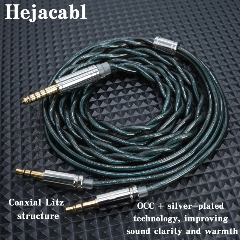 

Кабель для наушников 2 Core OCC с серебряным покрытием, симметричный, 4.4 мм на двойной 3.5 мм, HiFi, для полноразмерных наушников, замена штатного провода, Au