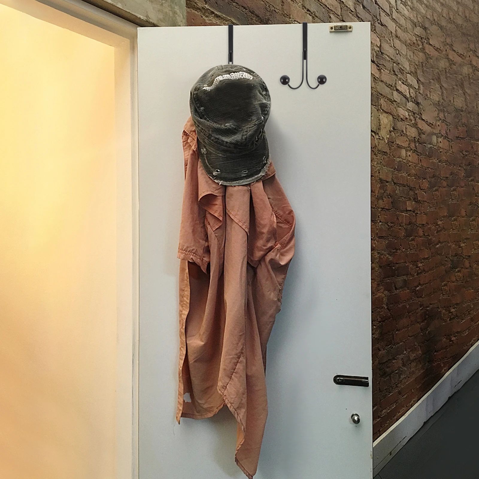 2 قطعة هوك الباب الخلفي الثقيلة لا لكمة المطلوبة فوق شماعات الباب للمعاطف القبعات المظلات غرفة نوم غرفة المعيشة المنظم