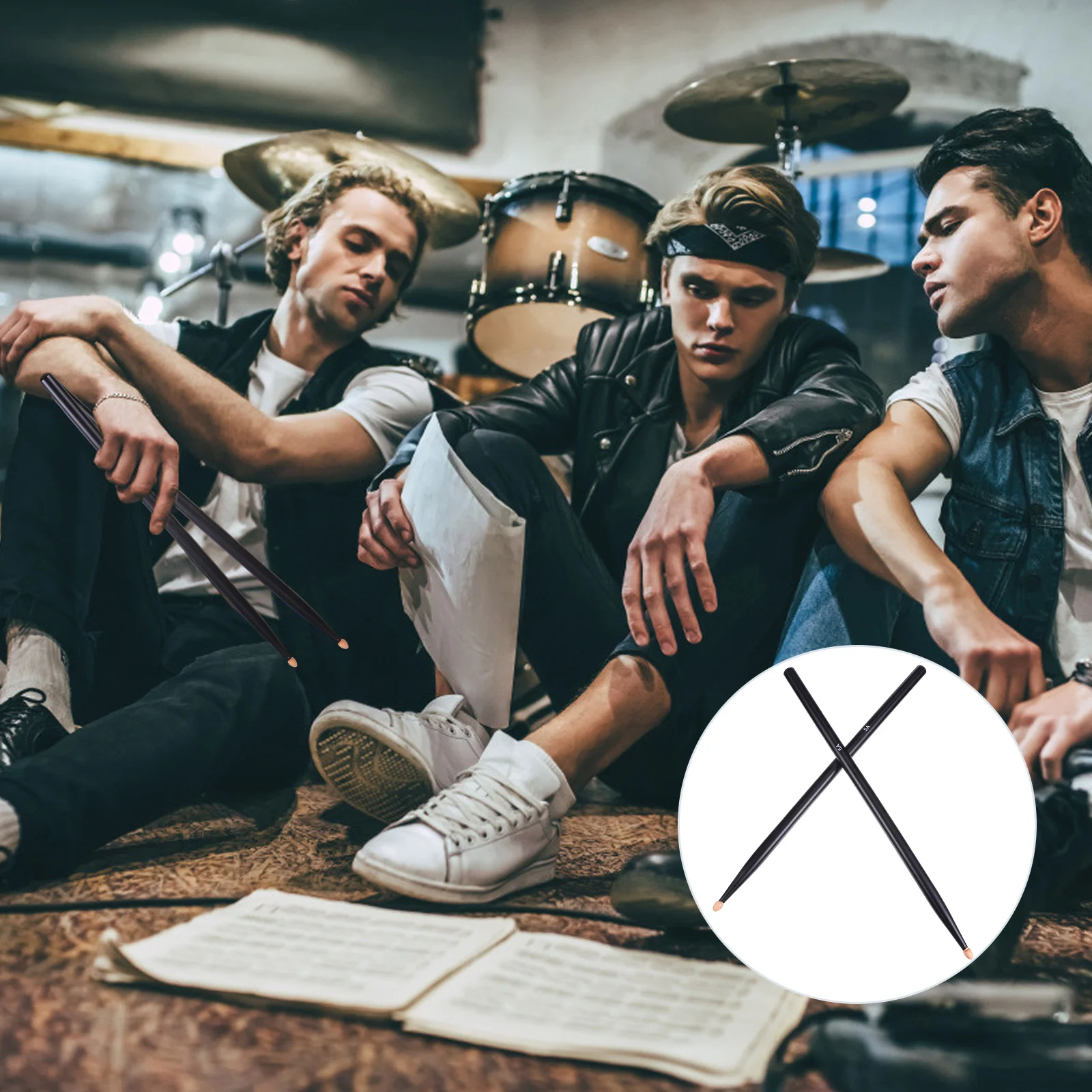 1 زوج أفخاذ 5a أفخاذ خشبية غير قابلة للانزلاق أداة قرع ملحق لممارسة أداء فرقة الموسيقى #1