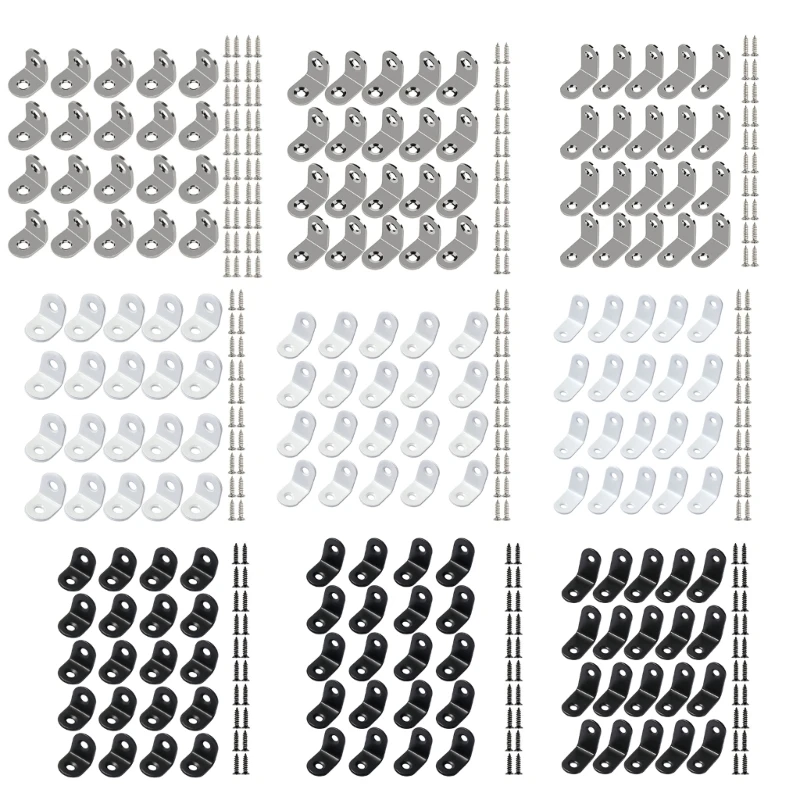 Set of 20 Metal Connectors Reinforce Furniture Tool Easy to Use 90 Degree Right Angles Connectors Simple Install for DIY