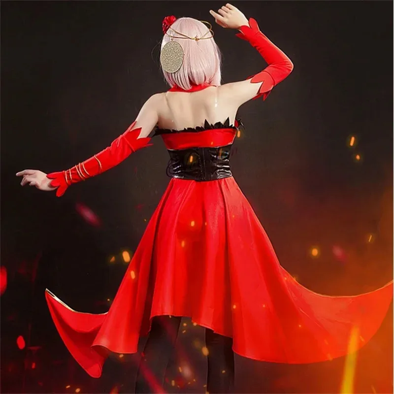 Anime Takt Op Destiny Cosplay Costume Shoes Wig Women Red Evening Party Fancy Tail Dress Prom Halloween Costume Props
