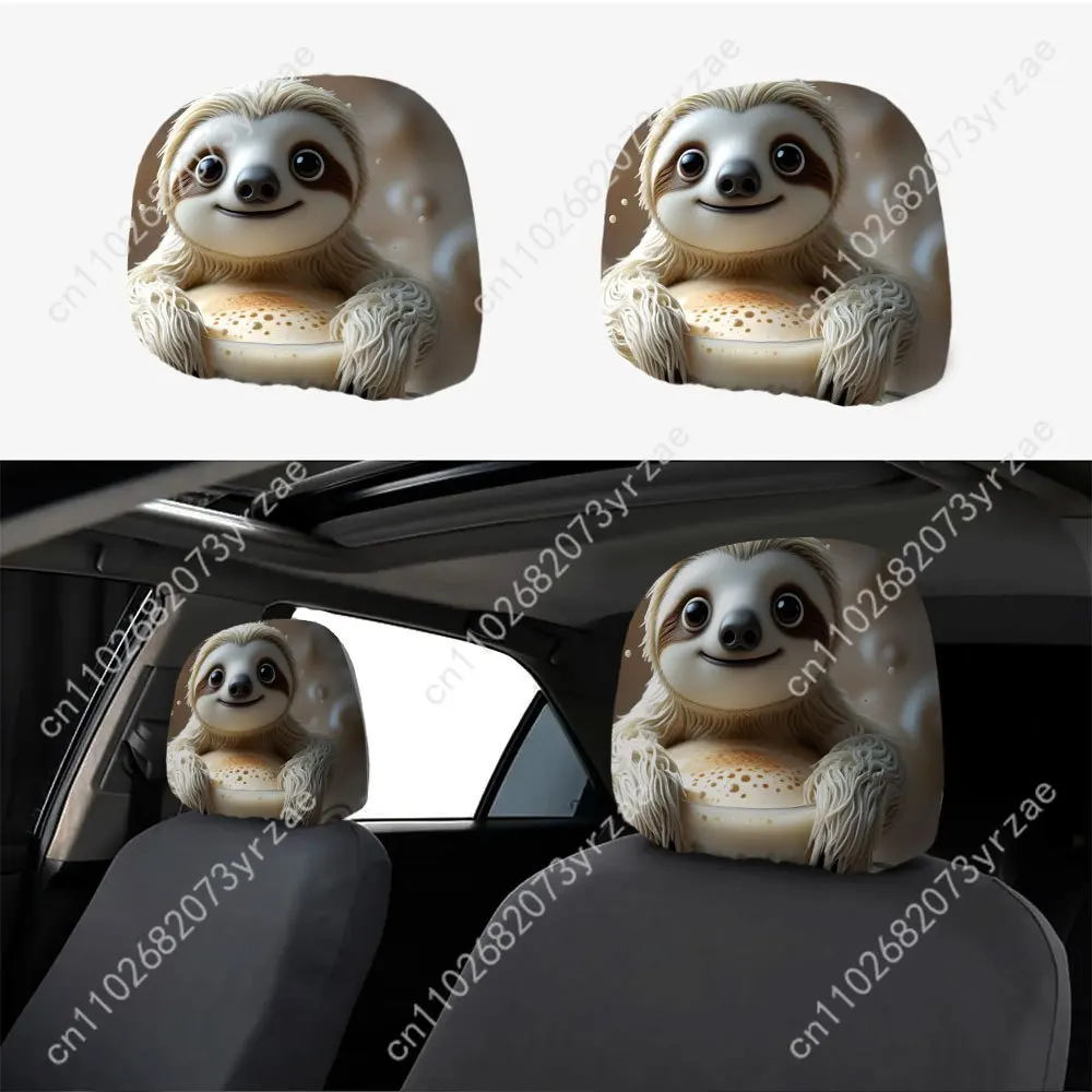 

Adorable Sloth Car Seat Headrest Cover (2pcs) Environmentally Friendly Headrest Protector Breathable Comfortable Vehicle Decor