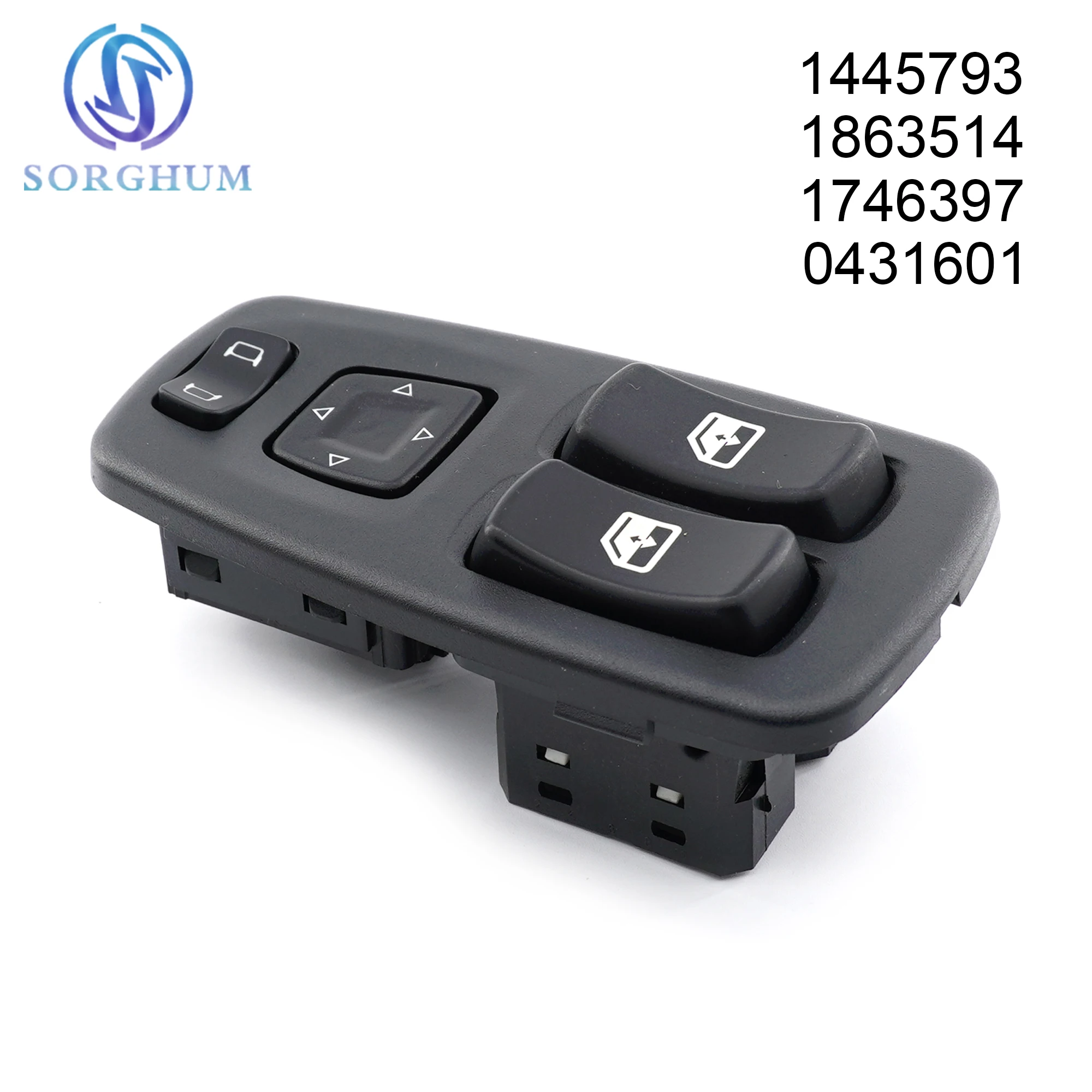 

Sorghum 1445793 1746397 0431601 1863514 Power Window Lifter Control Switch Mirror Regulator 24V For Scania P G R T-series Truck