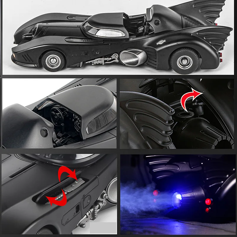 1:24 Batmobile Bat 1989 Alloy Diecast Cars Model Metal Simulation Sound Light Pull Back Hot Wheels Kid Christmas Gift Decoration