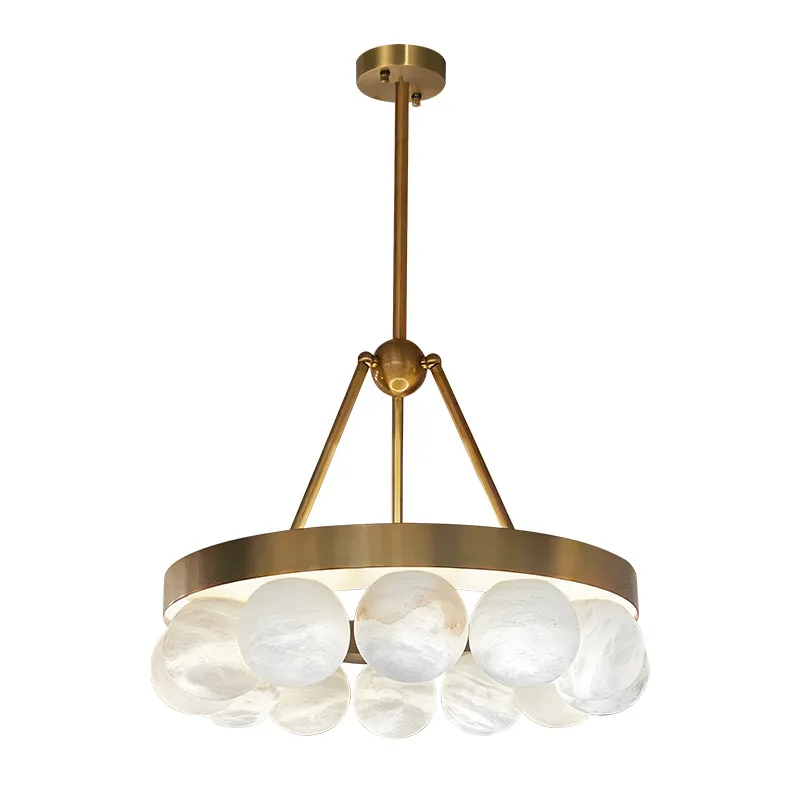 

Snowflake stone chandelier living room candle all copper round marble ball dining room bedroom light