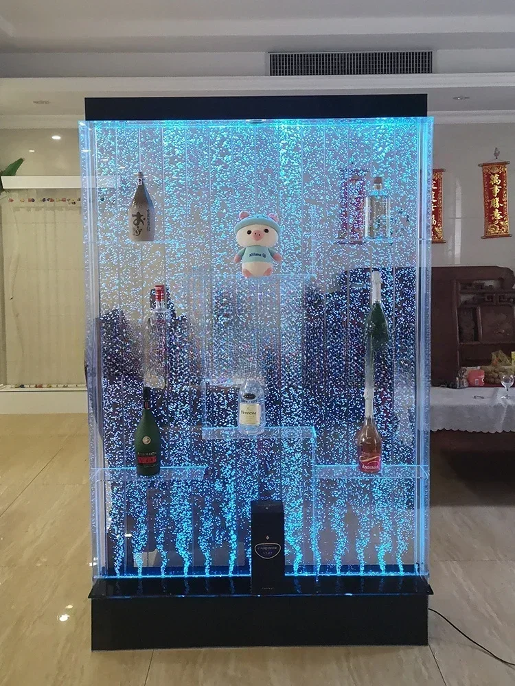 

Customized Water Curtain Wall Wine Cabinet Bubble Screen Fish Tank Living Room Large Water Wall Hallway Acrylic