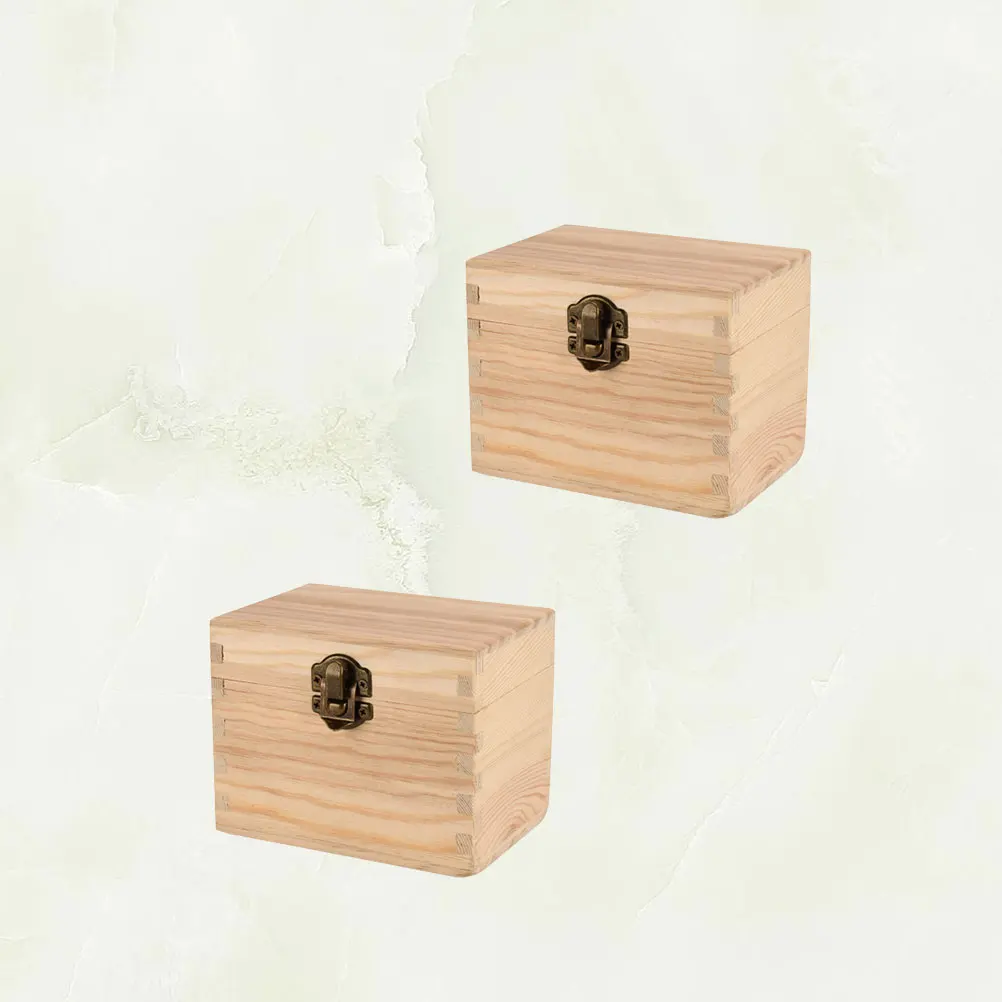 

2 Pcs with Cover Wooden Storage Box Dispenser Bamboo Home Essential Oil Bottle Case