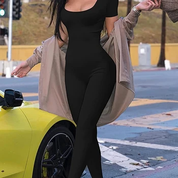 ผู้หญิงRompersแขนสั้นผอมBodycon Jumpsuitsแฟชั่นกีฬาฟิตเนสกิจ...