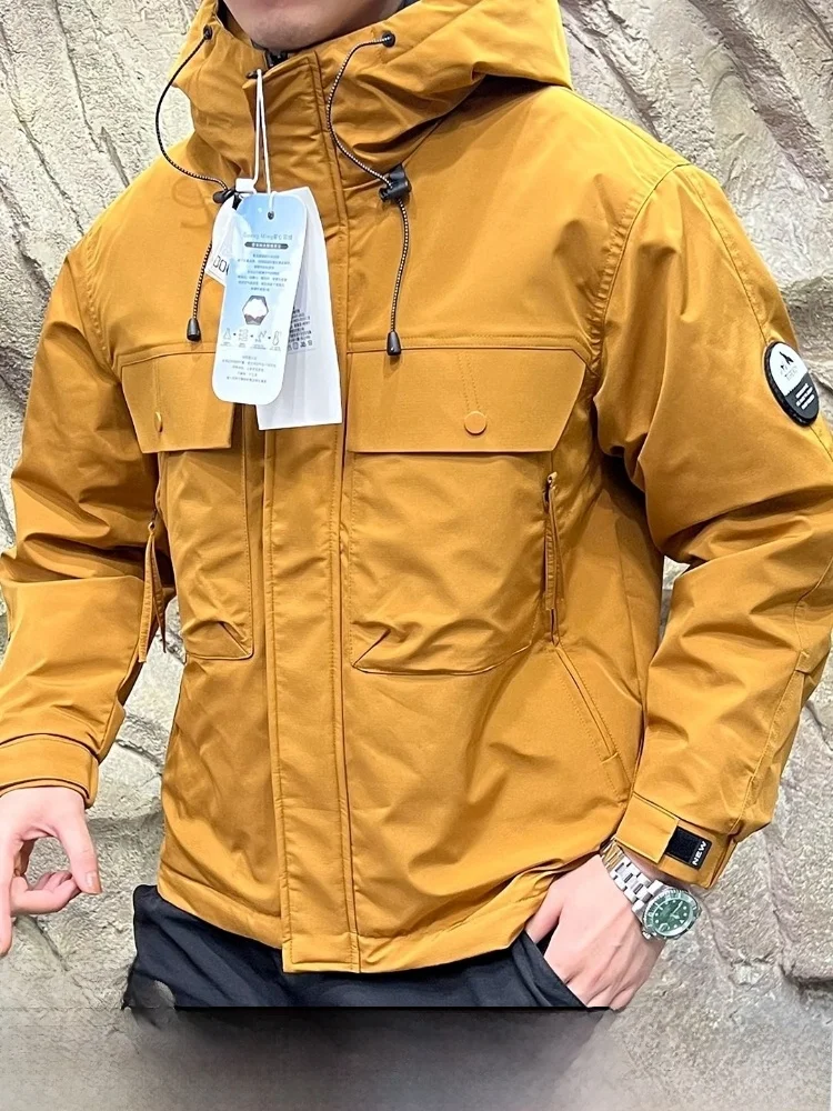 

Outdoor Men's Thiened aphene down Jaet Windproof Warm Long Sve Zipper Closure Regular Fit Loose Polyester Fabric