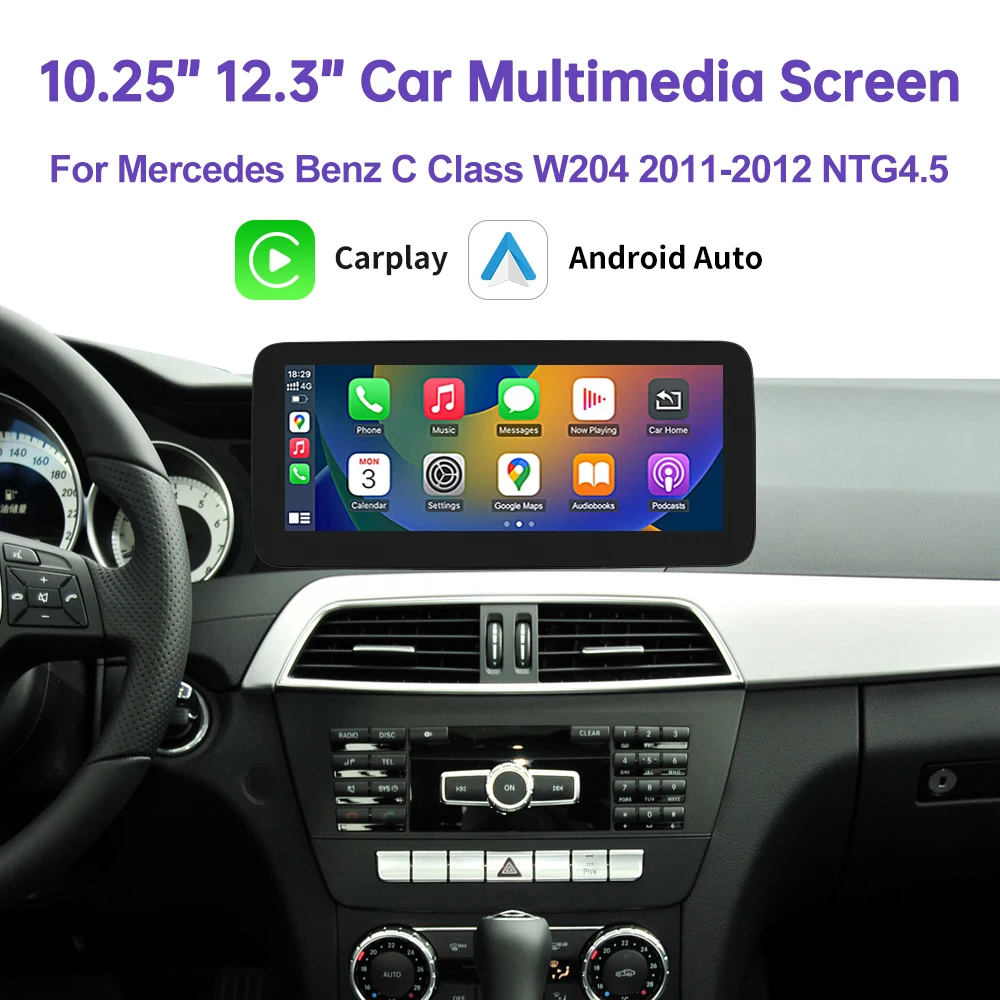 Linux Multimedia-Touchscreen für Mercedes Benz C-Klasse W204 S204 2011-2012 NTG4.5 Kabelloses CarPlay Android Auto Autoradio