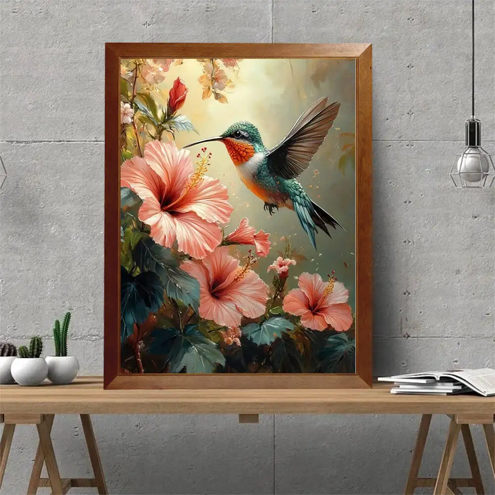 Huacan الماس اللوحة الفنية الحرفية الطيور الحيوان الوردي الزهور كامل جولة مربع الماس الفسيفساء غرفة المعيشة الفن الحرفية