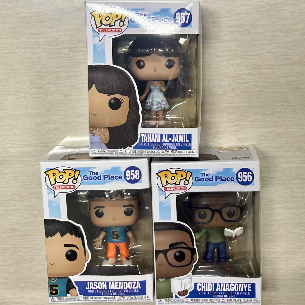 Funkos de la serie televisiva The Good Place, Tahani Al-Jamil # 957 Jason Mendoza # 958 Chidi Anagonye # Figuras de Acción de Vinilo 956 Pops